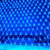 KINGCOO Rete luminosa a 96 LED, catena luminosa impermeabile alimentata a batteria, tenda luminosa a rete mesh per giardino esterno interno Natale matrimonio festa decorazione parete (blu, 1,5 x 1,5 m