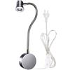 WeFoonLo 3W Lampada da lettura a collo di cigno flessibile a LED con spina e interruttore per camera da letto, ufficio, banco di lavoro, studio (3W Argento, bianco caldo)