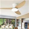 Caunmar Lampadario Con Ventilatore Da Soffitto Con Telecomando, 3 Pala Con Luce Da Soffitto Silenzioso, DC Reversibile, Dimmerabile, Lampadario Con Elica A Led Per Camera Da Letto Soggiorno Studio-Woodgrain