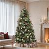 YITAHOME Albero di Natale da 180 cm con telecomando, albero di Natale artificiale verde con tecnologia a cerniera, 650 punte miste, aghi di pino, 36 pigne, 30 bacche rosse, 300 luci e 11 modalità