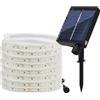 XUNATA Striscia LED 24V Solare/USB, IP68 Impermeabile FPC 120 LED/m, 8 Modalità per Decorazione Interni/Esterni (Bianco caldo,2m)