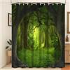 Xiaoterna Tenda da doccia primavera Tenda da doccia della giungla della fantasia della foresta magica Tenda da bagno paesaggio naturale Tessuto impermeabile lavabile in lavatrice 150x180cm