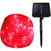 Xunata Striscia di luci LED a energia solare, impermeabile, per prato, giardino, patio, terrazza (10 m (100 LED) + cavo di 2 m, colore rosso