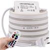 XUNATA 10m Luce al Neon Striscia LED RGB con Telecomando a 24 tasti, 220 V SMD 5050 60 LED/m, Flessibile Striscia a LED Strip per Scaletta Tetto Cavi da Cucina Decorazione
