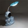 SUNGOOYUE Lampada da Scrivania Piccola a Forma di Astronauta, Lampada da Scrivania Ricaricabile con Luce Notturna per Temperamatite per Portapenne per Camera da Letto del Dormitorio (Blu)
