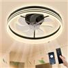 Cainjiazh Ventilatori da soffitto con Dimmable Fandelier LED Fan luce Ventilatore da soffitto a basso profilo cucina e soggiorno (nero)