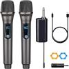 HUACAM microfono wireless doppio UHF ricaricabile, doppio microfono wireless din
