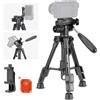 NEEWER Mini Treppiede da Tavolo di Base per Fotocamera e iPhone con Testa a 3 Vie Pan Tilt, Maniglia e Telecomando, Treppiede Portatile con Piastra da 1/4 per DSLR Videocamera, Max 4.4lb/2kg, TP02