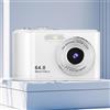 Garsent Camera Digitale 4K per Fotografia, Fotocamera da Vlogging da 64 MP, Schermo da 2,8 Pollici, Zoom 16x, Punto Portatile e Fotocamera di Registrazione Video retrò per Viaggi (WHITE)