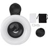 Keenso Obiettivo Macro 15X con Mini Luminoso a Clip, Obiettivo Luminoso di Riempimento Telefono da 2800 a 6500K per la Registrazione Video Fotografica (BLACK)