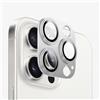 Generic Confezione da 2 protezioni per obiettivo della fotocamera per iPhone 16/16Plus/16Pro/16ProMax, copertura completa in vetro temperato 9H, piastra in metallo opaco, compatibile con custodie (argento