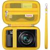 Supmay Custodia per fotocamera Panasonic LUMIX DC-TZ99E-K/DC-TZ300E, fotocamera compatta da viaggio con zoom/ LX10 TZ200D TZ200 TZ80D TZ80 TZ100 TZ70 TZ60, custodia protettiva con tasca in rete,Giallo