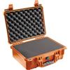 PELI 1450 Valigia Rigida Antiurto per Apparecchiature Fragili, IP67 Impermeabile e a Prova di Polvere, Capacità di 15L, Prodotto in Germania, Con inserto in Schiuma Personalizzabile, Colore Arancione