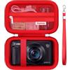 Supmay custodia di trasporto dura per fotocamera digitale Canon PowerShot SX740/ SX730/ SX720/ SX620/ G7X, Borsa di archiviazione protettiva con tasca in rete a cerniera per la batteria, Rosso