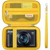 Supmay custodia di trasporto dura per fotocamera digitale Canon PowerShot SX740/ SX730/ SX720/ SX620/ G7X, Borsa di archiviazione protettiva con tasca in rete a cerniera per la batteria, Giallo