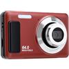 YUEHISY Fotocamera Digitale 4K Fotocamera Punta e Scatta da 64 MP (rosso) | Schermo LCD da 2,8 Pollici, Zoom Digitale 16X, Messa a Fuoco Automatica AF, 800 MAh, per Vlog di Viaggi Scolastici