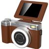 Jectse Fotocamera Digitale 4K per Fotografia, Fotocamera per con Zoom Digitale 18X da 48 MP e Schermo Orientabile a 180° da 2,8'', Fotocamera Compatta Anti-vibrazione con 2 Batterie (BROWN)