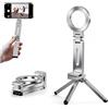 Generic Treppiede magnetico per iPhone 17/16/15/14/13/12 Plus Pro Max, mini treppiede magnetico in alluminio per iPhone, supporto magnetico pieghevole con clip magica regolabile a 360°, vite da 1/4 (argento)