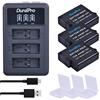 DuraPro - Batteria per GoPro Hero 7 Hero 6 Hero 5 + caricabatterie USB a 3 slot LED rapido con porta di tipo C per accessori Gopro (compatibile con GoPro Hero5 tutti i firmware v02.00, v02.01)