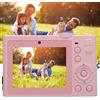 Annadue Fotocamera Digitale, Fotocamera per Vlogging 5K da 72 MP con Doppia Fotocamera Frontale Posteriore, Fotocamera Compatta da 2,8 con Filtri per Effetti Speciali Fotografia (rosa)