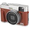 Yunseity Videocamera Digitale Fotocamera Digitale HD Cornice per Mirino Integrata Portatile 4K 48MP Zoom Digitale 16x per i Viaggi (BROWN)