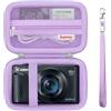 Supmay custodia di trasporto dura per fotocamera digitale Canon PowerShot SX740/ SX730/ SX720/ SX620/ G7X, Borsa di archiviazione protettiva con tasca in rete a cerniera per la batteria, Viola