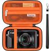Supmay Custodia rigida per Canon PowerShot G7X Mark III/Mark II/ SX740 HS/SX730 HS, Sony ZV-1F/RX100, Ricoh GR III, Compatto 4K Vlogging piccole fotocamere con tasca mesh per la batteria, Arancione