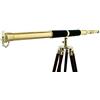 Nautical Replica Hub pavimento in ottone e pelle, telescopio con treppiede, 152,4 cm