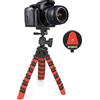 MyGadget Mini Treppiede Reflex e Mirrorless - Treppiedi Octopus con Testa a Sfera & Piastra a Sgancio Rapido - Cavalletto Fotocamera Digitale - Nero & Rosso