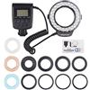 Horett Flash Macro Anulare, 3000K-15000K, Display LCD, GN 15 | Luce Fotografica, Tecnologia LED, Illuminazione Sinistra e Destra, Utilizzo Ravvicinato, Compatibile con DSLR, Anelli
