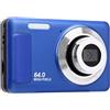 YUEHISY Fotocamera Digitale 4K Fotocamera Punta e Scatta da 64 MP (BLUE) | Schermo LCD da 2,8 Pollici, Zoom Digitale 16X, Messa a Fuoco Automatica AF, 800 MAh, per Vlog di Viaggi Scolastici