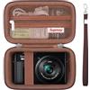 Supmay Custodia per fotocamera Panasonic LUMIX DC-TZ99E-K/DC-TZ300E, Fotocamera Zoom da Viaggio/ LX10 TZ200D TZ200 TZ80D TZ80 TZ100 TZ70 TZ60, custodia protettiva con tasca in rete, Marrone