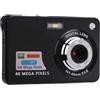 Yctze Fotocamera Digitale 4K da 48 MP con Zoom 8x, 20 Filtri, Stabilizzatore e modalità Selfie, Fotocamera per Vlogging Leggera per Bambini e Studenti, Ideale per Viaggi, Momenti (BLACK)