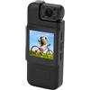 Yctze Camera Montata per il Corpo 4K 180 Gradi di Rilevamento del Moto di Movimentazione della Lente a Rotazione Batteria da 1000 MAh per attività Esterne in Bicicletta