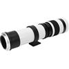 Garsent Lente Teleobiettivo della Fotocamera, Obiettivo RF F8.3 a F16 da 420mm a 800 Mm Focus Manuale MF Zoom Lens, Trasmissione Ad Alta Luce, Lenti della Fotocamera SLR per la (WHITE)