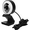 Yctze Webcam USB 2K Auto con Doppio Flash, per Videochiamate e Streaming Elettronico, Compatibile con XP2/Vista/WIN7/8/10/OS X.