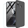 TTNAO Custodia Huawei Honor Play Case+ Pellicola Vetro Temperato Lanpangzi TPU Silicone 3 in 1 Combinazione Anti Graffio Protettivo Bumper Caso - Nero