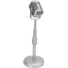 OEBUAFI Set di Supporti per Microfono Vintage Ad Alta Simulazione con Asta di Supporto in Plastica Resistente per Oggetti di Scena Fotografici (SILVER)
