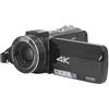 Lazmin112 Videocamera 4K, Registratore per HD da 30 MP, Zoom Digitale 10X, Touchscreen da 3 Pollici, con Telecomando, 2 Batterie, Paraluce, per Riprese Fotografiche
