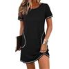 Bresdk Camicia da Notte Taglie Forti Donna Manica Corte Abito da Notte con Tasche Pigiama per Casa e Casuale S-3XL