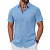 COOFANDY Camicia Uomo a Maniche Corte in Cotone Estiva Regular Fit Camicie Casual con Tasche