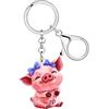 WEVENI Portachiavi a forma di maialino rosa carino, idea regalo Kawaii | Portachiavi da donna in acrilico con ciondolo a forma di animale della fattoria, per chiavi dell'auto