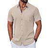 COOFANDY Camicia Uomo a Maniche Corte in Cotone Estiva Regular Fit Camicie Casual con Tasche
