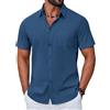 COOFANDY Camicia Uomo a Maniche Corte in Cotone Estiva Regular Fit Camicie Casual con Tasche