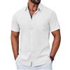 COOFANDY Camicia Uomo a Maniche Corte in Cotone Estiva Regular Fit Camicie Casual con Tasche