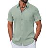 COOFANDY Camicia Uomo a Maniche Corte in Cotone Estiva Regular Fit Camicie Casual con Tasche