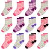 SPTRAMLE 12 paia di calzini traspiranti sportivi e per uso quotidiano per bambini da 1 a 14 anni con design a righe colorate, Multicolore, 7-10 Years