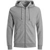 JACK & JONES Jjebasic Sweat Zip Hood Noos Felpa Sportiva con Cappuccio, Grigio (Light Grey Melange), XXL Uomo
