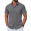 COOFANDY Camicia Uomo a Maniche Corte in Cotone Estiva Regular Fit Camicie Casual con Tasche