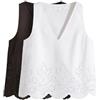 THE SET Donne Confezione da 2 top senza maniche con scollo a V | Adulto, in pizzo sangallo, Standard, Button, 100% cotone